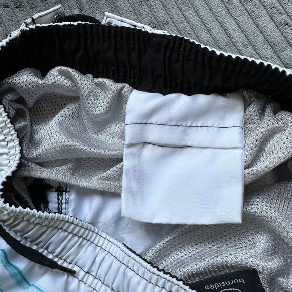 Burnside Boys Swim Trunks Small Board Shorts Palm Tree Blue White Black Tropical - Picture 6 of 12